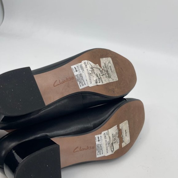 Clarks Black Synthetic Leather Heels | Round Toe and Block Heel - Picture 8 of 9